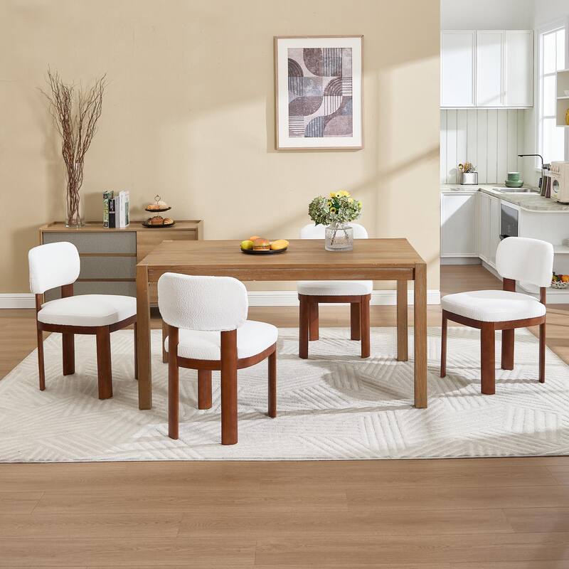 Beige Dining Chair Accent Chair Rustic Side Chair Office Chair Kitchen Chair Vanity Chair with Wood Legs