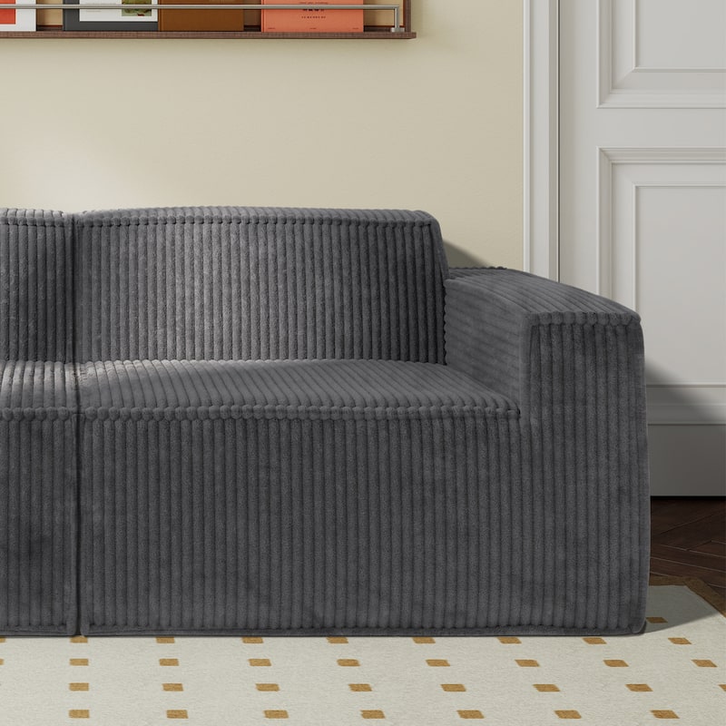 Furniture of America Navir Modern Chenille Foam Modular Sofa Chair - Right-Facing Arm - Dark Grey