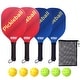 preview thumbnail 1 of 4, GSE™ Pickleball Paddles Set with 4 Wooden Pickleball Rackets, 3 Indoor & 3 Outdoor Pickleball Balls, Mesh Carrying Bag Blue/Red