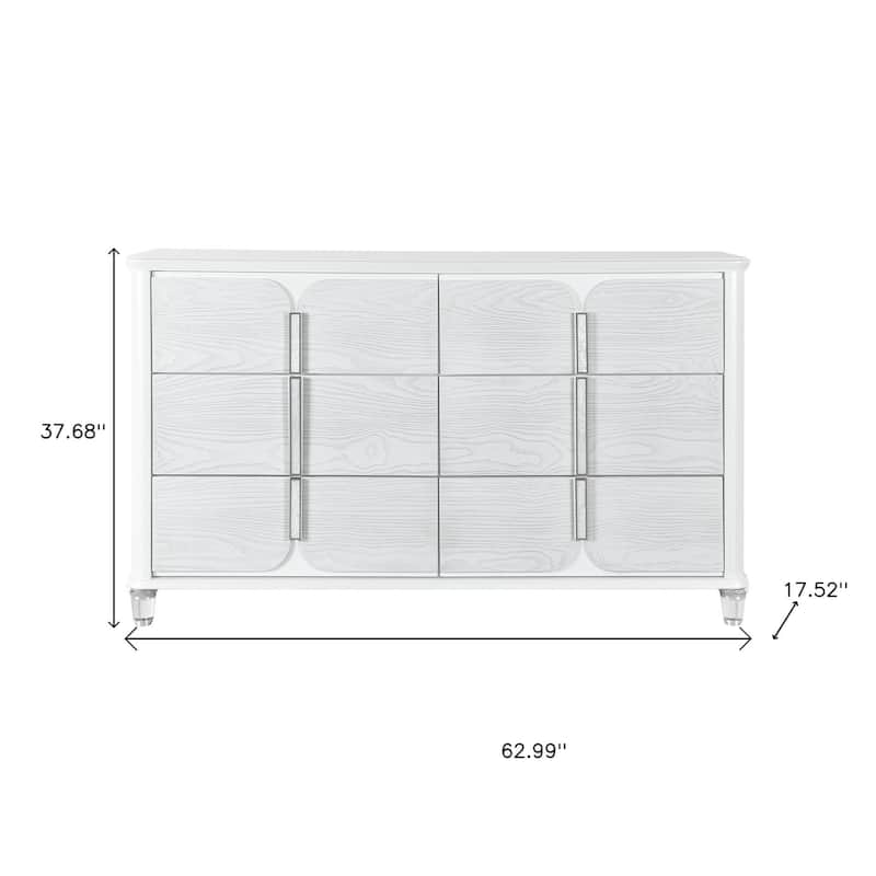 HomeRoots 63" Gray Wood Six Drawer Double Dresser