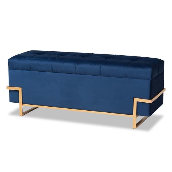 slide 3 of 12, Parker Glam and Luxe Storage Ottoman Blue