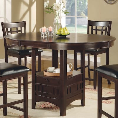 Espresso Extendable Counter-Hight Dining Table with Storage Base