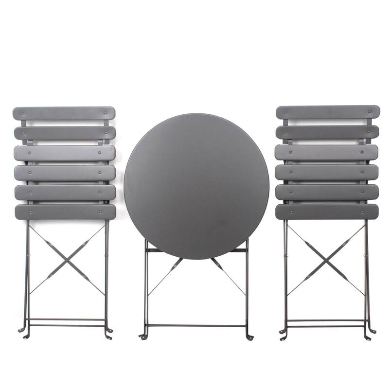 3 Pieces Patio Bistro Balcony Metal Chair Table Set - N/A