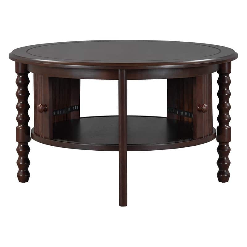 Vintage 30.3" Round Coffee Table with Hidden Storage, Mid Century Modern Style for Living Room Organization