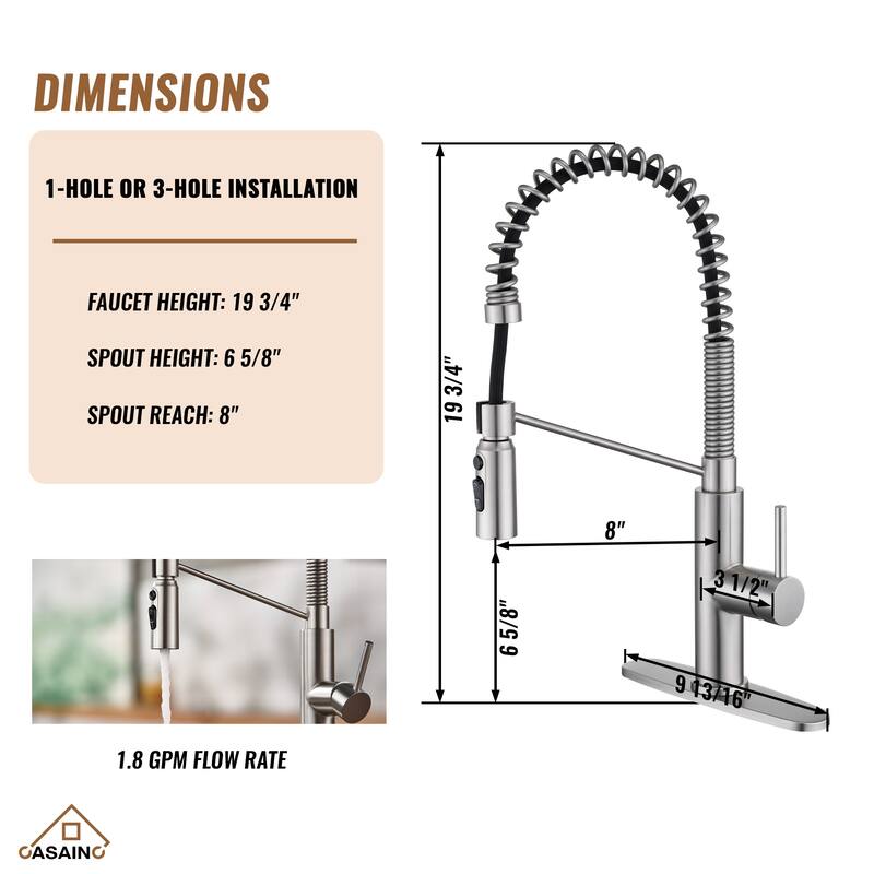Single Handle Pull Down Sprayer Kitchen Faucet