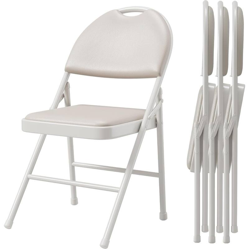 4-Piece Folding Chair Set for Indoor and Outdoor, Room, Restaurant, Patio - Beige