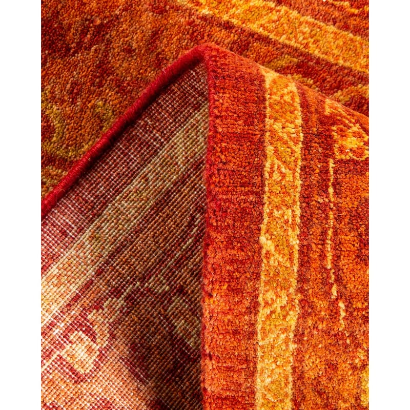 Overton Handknotted Wool Traditional Oriental Orange Runner