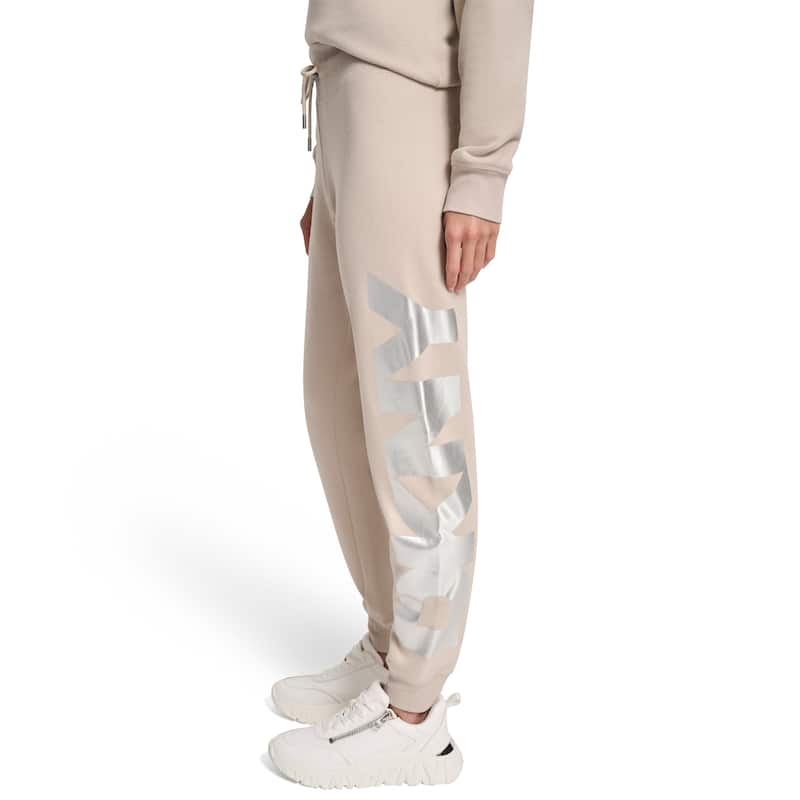 DKNY Sport Foil Logo Drawstring Jogger - Sandstone/Silver - S