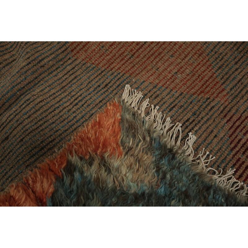 Hand Knotted Oriental 100% Wool Carpet Modern Tribal Brown Moroccan Area Rug - 10' 2'' X 7' 11''