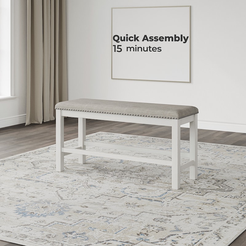 Signature Design by Ashley Robbinsdale White/Gray 49" Counter Height Dining Bench - 48.75"W x 17.25"D x 24.5"H
