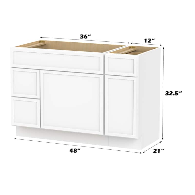 Vanity Art 48" Birch Freestanding Bathroom Vanity Cabinet without Top