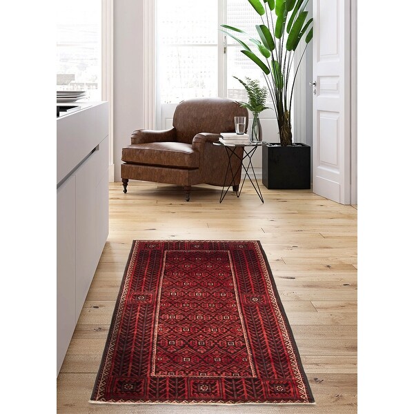 ECARPETGALLERY Hand-knotted Baluch Black Wool Rug - 3'1 x 5'9