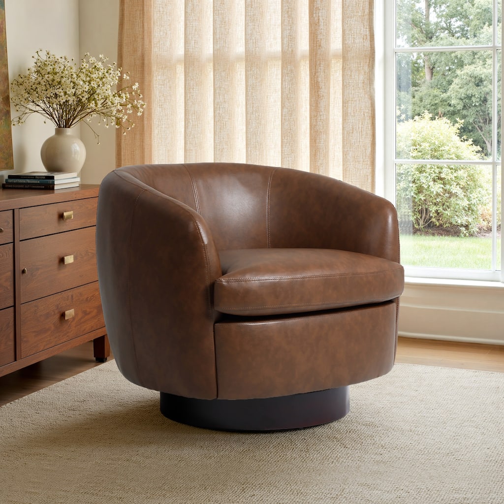 Upholstered Swivel Barrel Chair