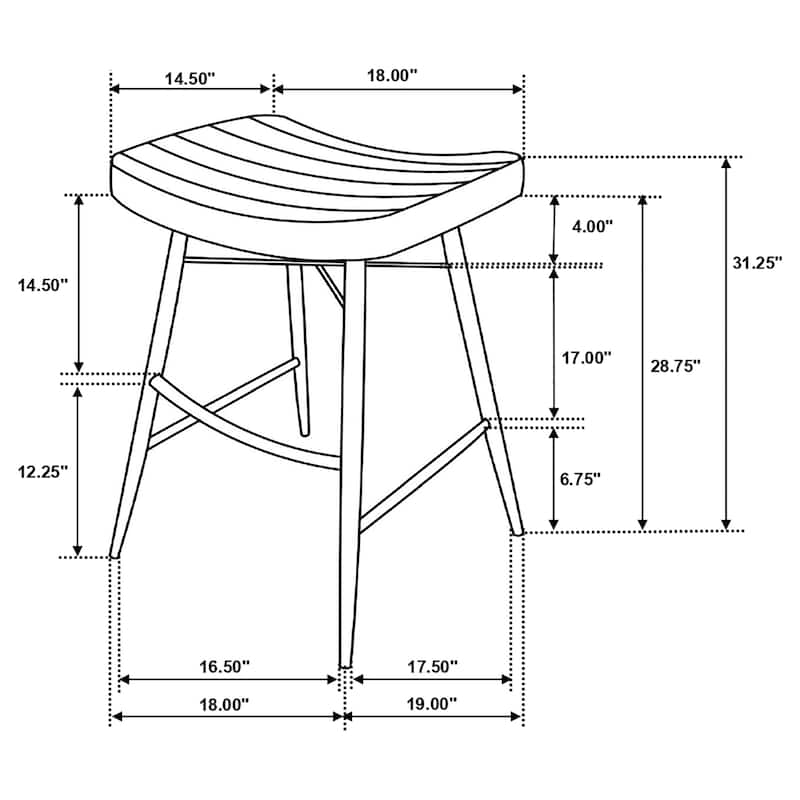 Bayu Leather Upholstered Bar Stool Antique (Set of 2) - 18.00'' x 19.00'' x 31.00''