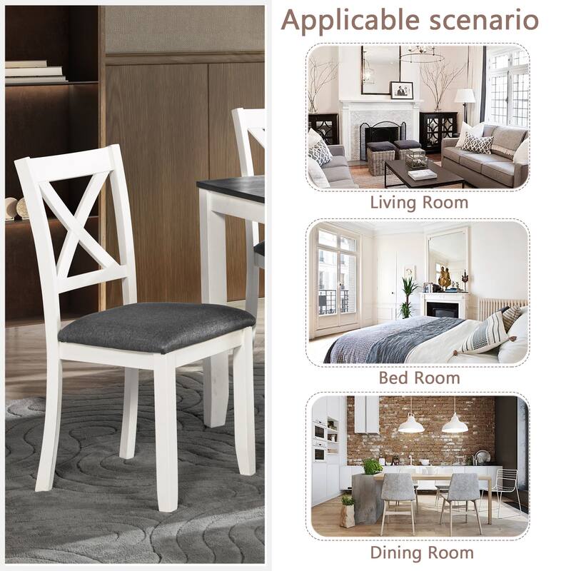 Wooden Dining Chairs Set of 4, Kitchen Chair with Padded Seat, Upholstered Side Chair for Dining Room, Living Room, Kitchen