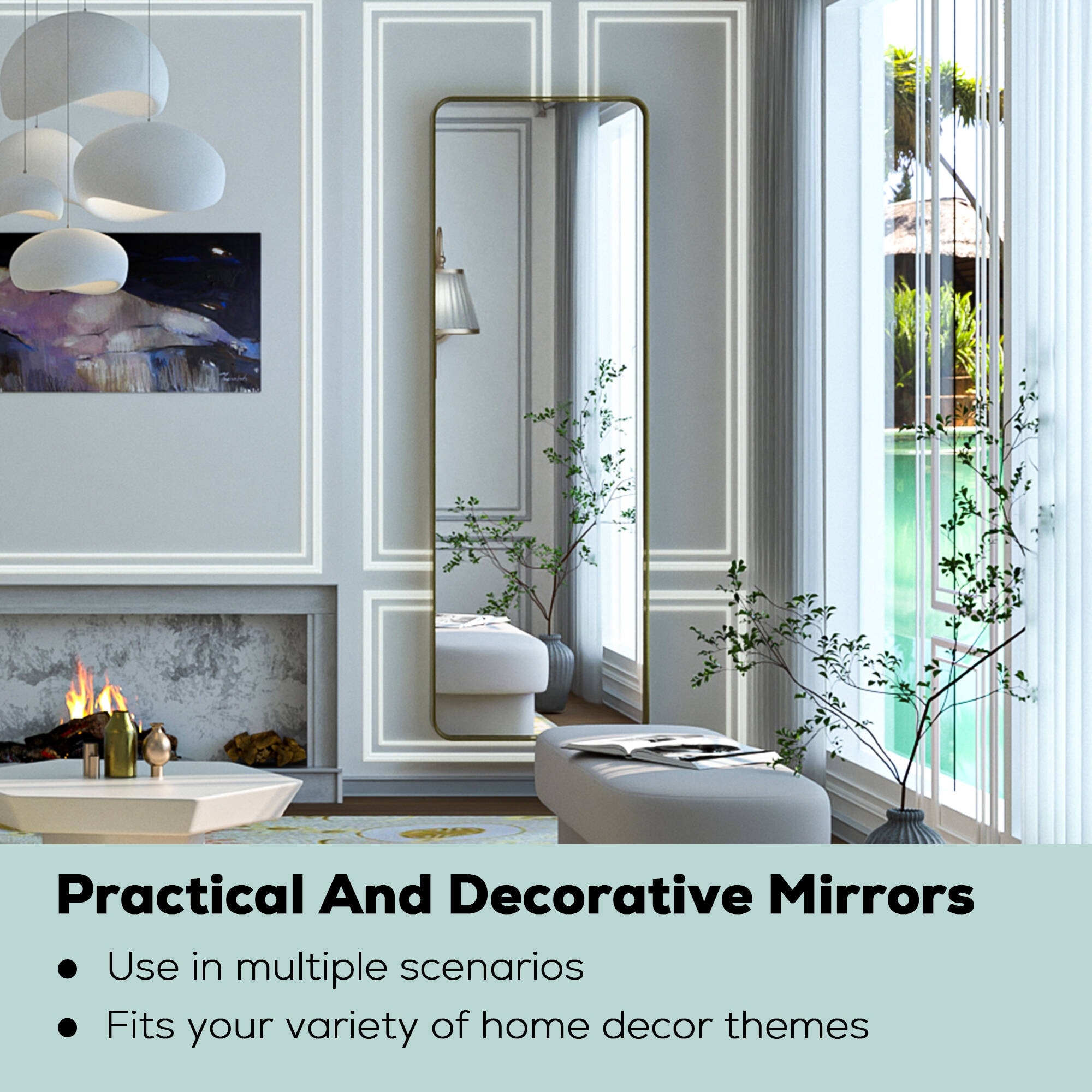 TokeShimi Modern Metal Frame Bathroom Vanity Wall Mirror - On Sale