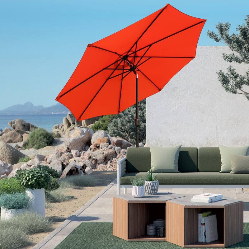 Davee Furniture 9 Ft Orange Patio Umbrella with Tilt and Crank
