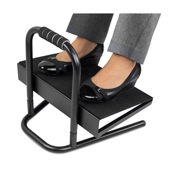 Mount-It! Height Adjustable Foot Rest for Standing and Sitting,  Freestanding Under The Desk Footrest with Handle and Six Height Settings,  Anti-Slip