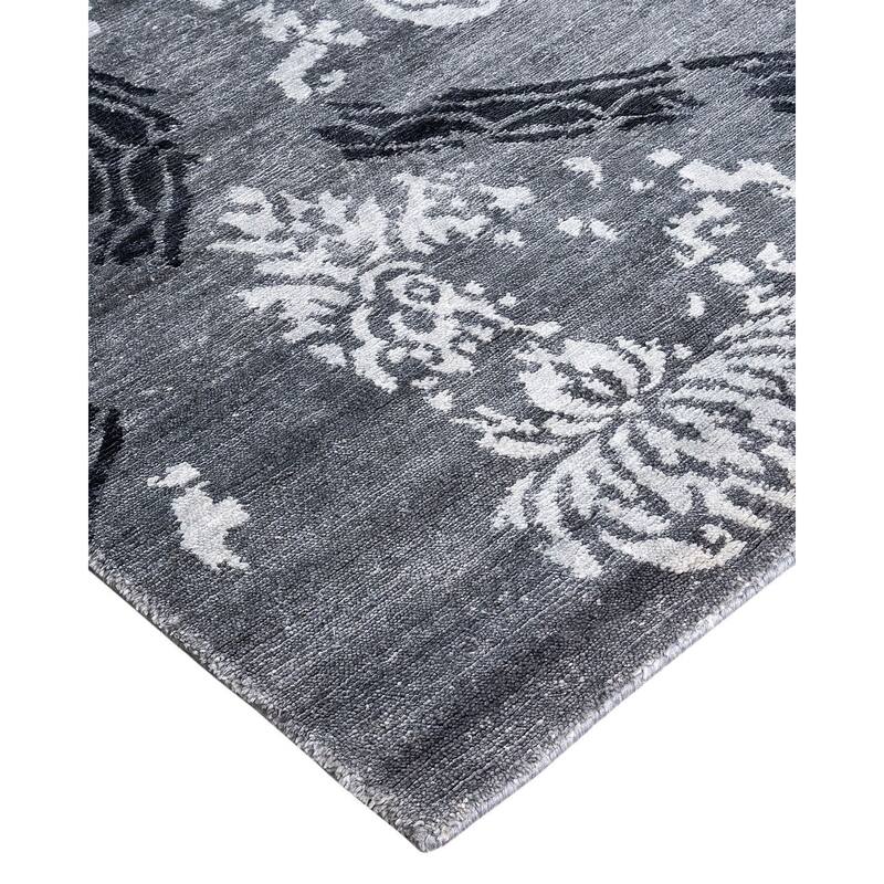 Modern One-of-a-Kind Hand-Knotted Area Rug - Gray, 9' 2" x 12' 5" - 9' 2" x 12' 5"