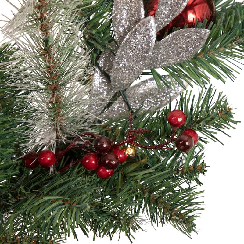 6' x 9" Pre-Lit Decorated Frosted Pine Cone and Berries Artificial Christmas Garland