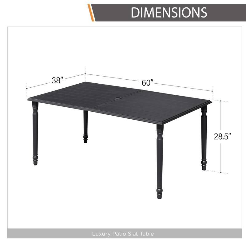 MAISON ARTS 7-Piece Outdoor Dining Set for 6, Metal Steel Dining Table with Umbrella Hole