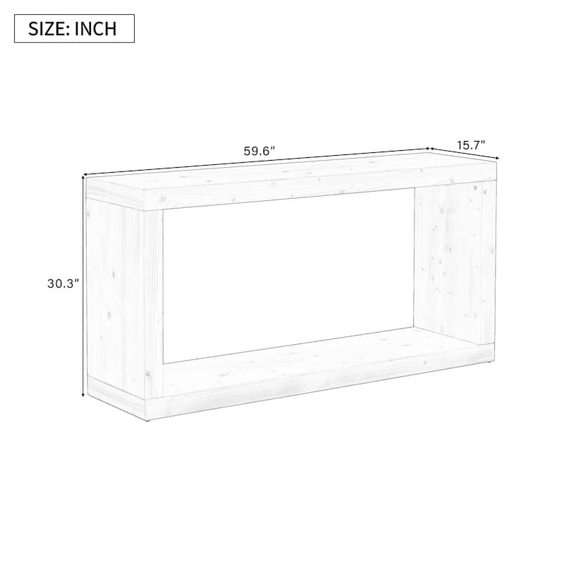 59.6" MDF Modern Square Frame Entryway Table With Storage Shelf (220lb Capacity)