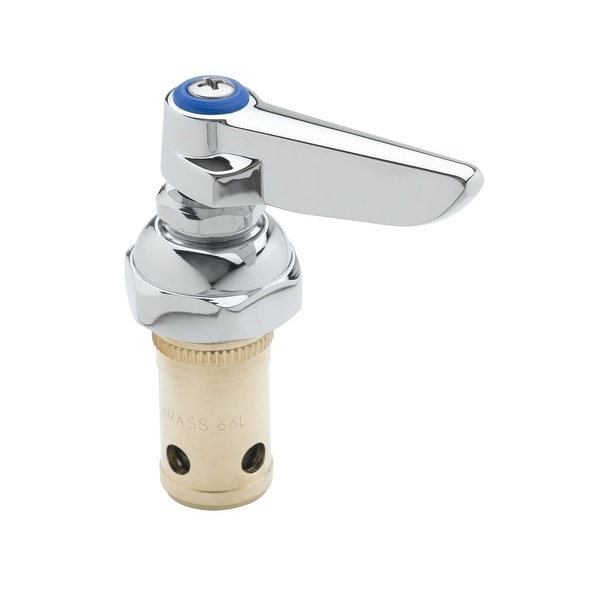T and S Brass 002711-40 Left Hand (Cold) Eterna Spindle Assembly with Spring Check, Lever Handle, Screw, and Index - Chrome
