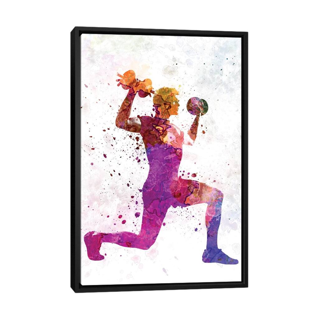 iCanvas "Man Exercising Weight Training Workout Fitness" by Paul Rommer Framed Canvas Print