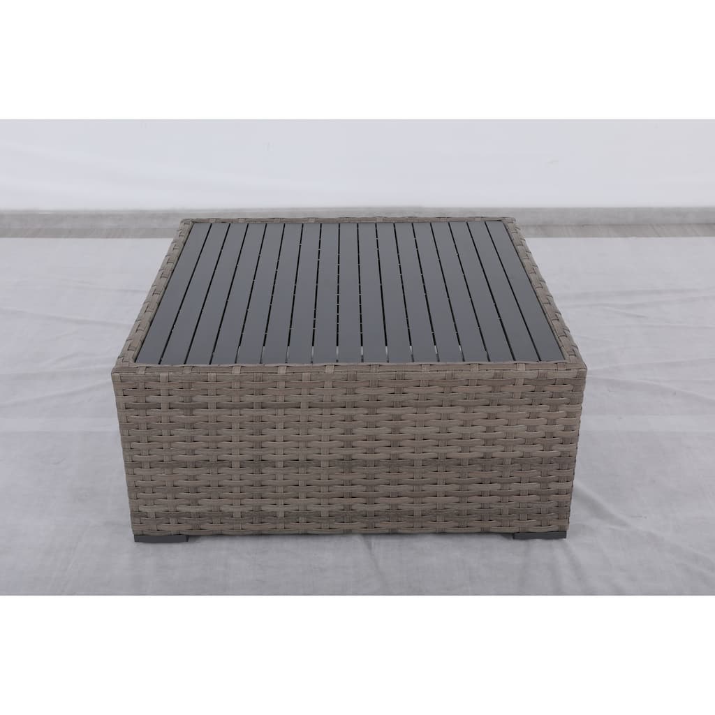 Bali Silver/Gray Two-Tone Wicker/Rattan Coffee Table