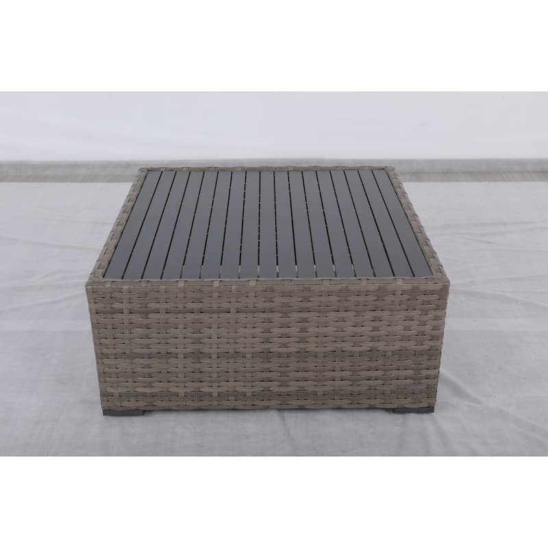 Bali Silver/Gray Two-Tone Wicker/Rattan Coffee Table - Silver
