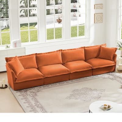4-Seater Chenille Sofa with Removable Cover for Living Room