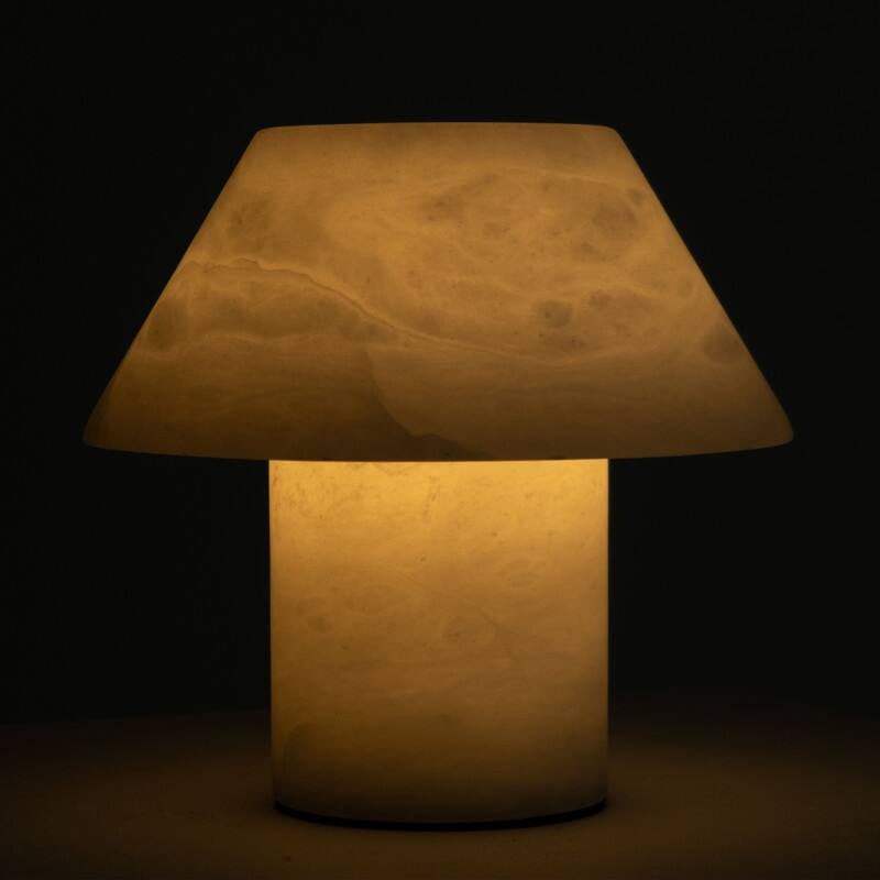 Brightech Alora LED Marbled Natural White Alabaster Stone Modern Industrial Empire Bedside Nightstand Desk Lamp