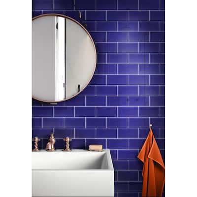 Apollo tile 3" x 6" Colorway Glossy Cobalt Blue Glass Tile (5 sq ft/case) - 40 Pack