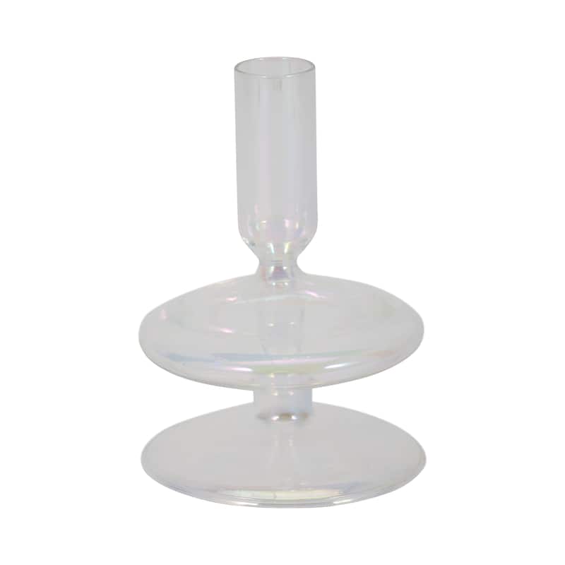 Sculptural Glass Candle Holder with Rounded Accent Base - Modern Tabletop Candle Holder for Any Room