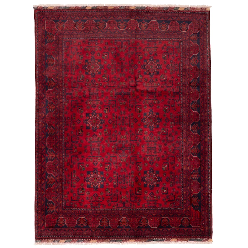 ECARPETGALLERY Hand-knotted Finest Khal Mohammadi Red Wool Rug - 4'11 x 6'6