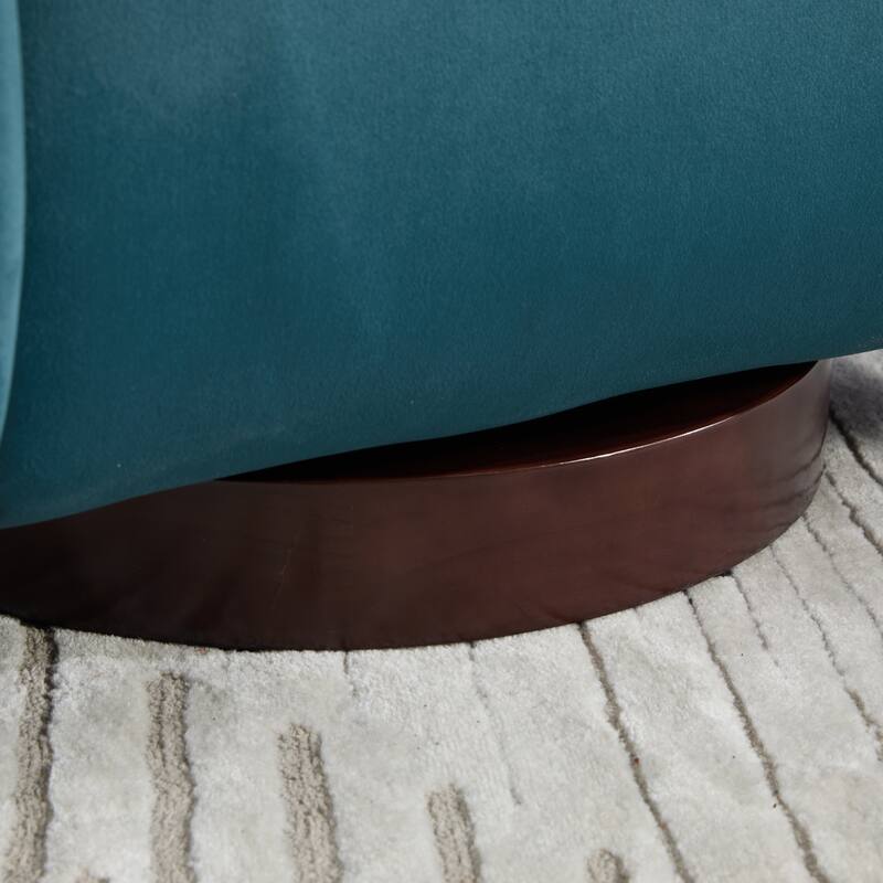 360-degree Swivel Barrel Chair with Velvet Fabric Upholstery, Comfy Pumpkin-Shaped Swivel Chair for Living Room, Bedroom