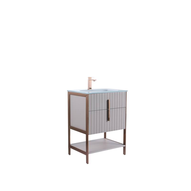 Fine Fixtures Serenity Modern Bathroom Vanity with White Glass Top