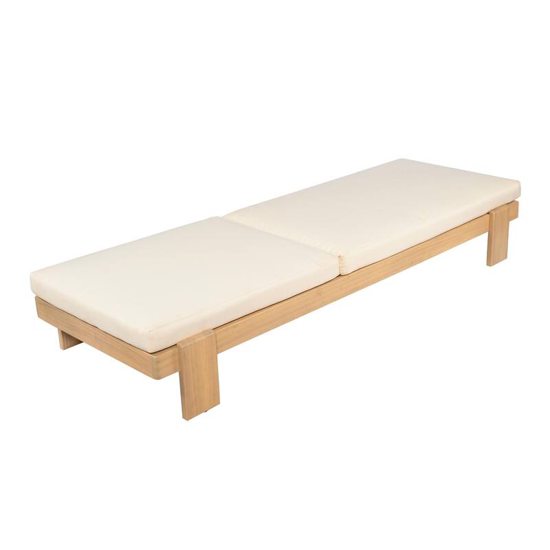 Christopher Knight Home - Iran Outdoor Patio Acacia Wood 6-Position Adjustable Chaise Lounge Set with Water-Resistant Cushion