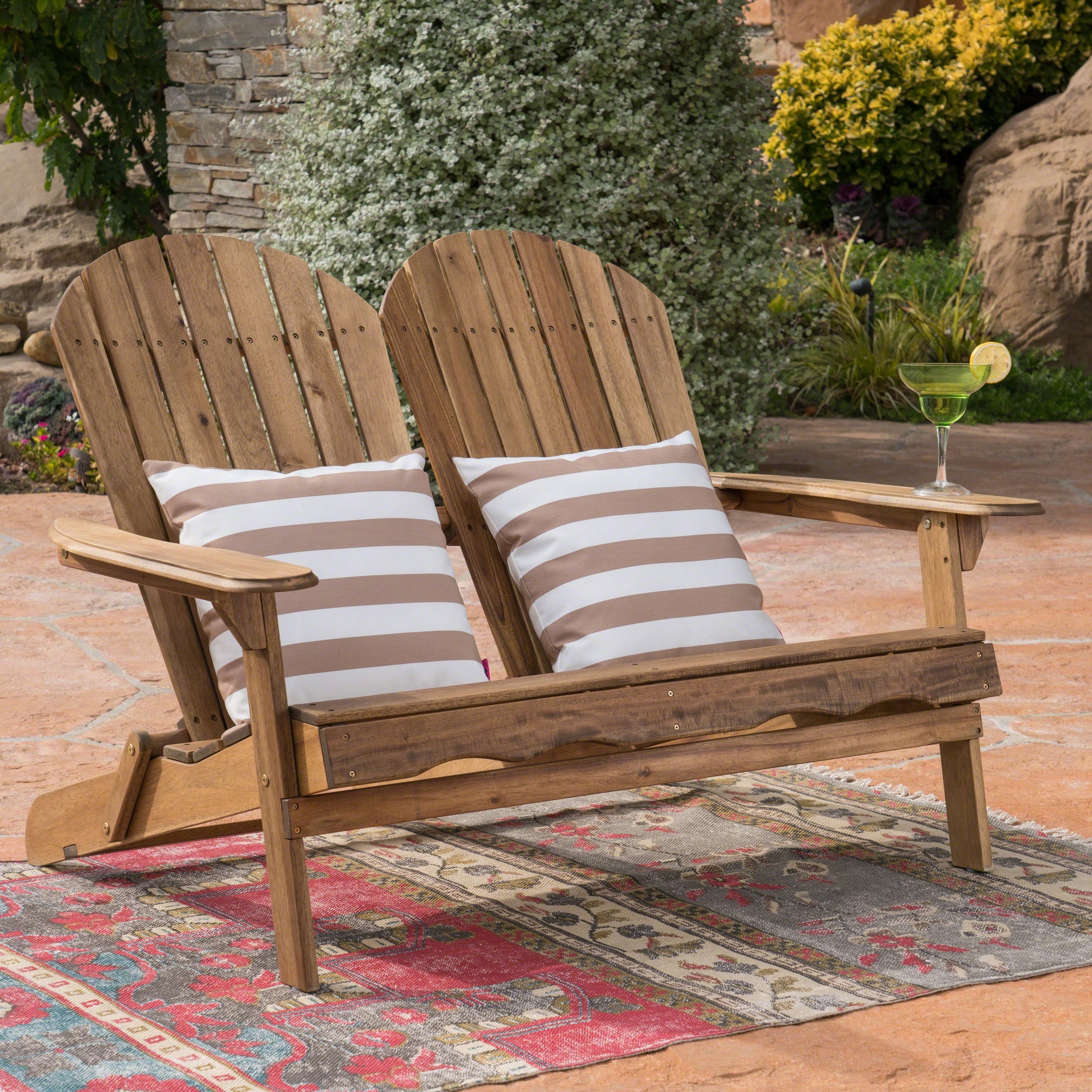 Malibu Outdoor Wood Adirondack Loveseat by Christopher Knight Home