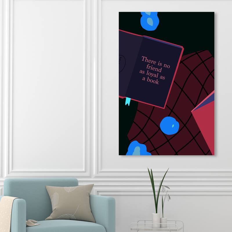 Wynwood Studio Canvas Entertainment As loyal as a book Blue and Light Blue Modern & Contemporary Wall Art Canvas Print - 54 x 36