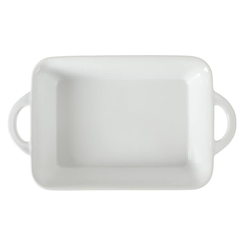 Gibson Home Gracious Dining 2.6Qt with Lid or 2.5Qt White Stoneware Baking Dish with Multi-Purpose Lid - Rectangular