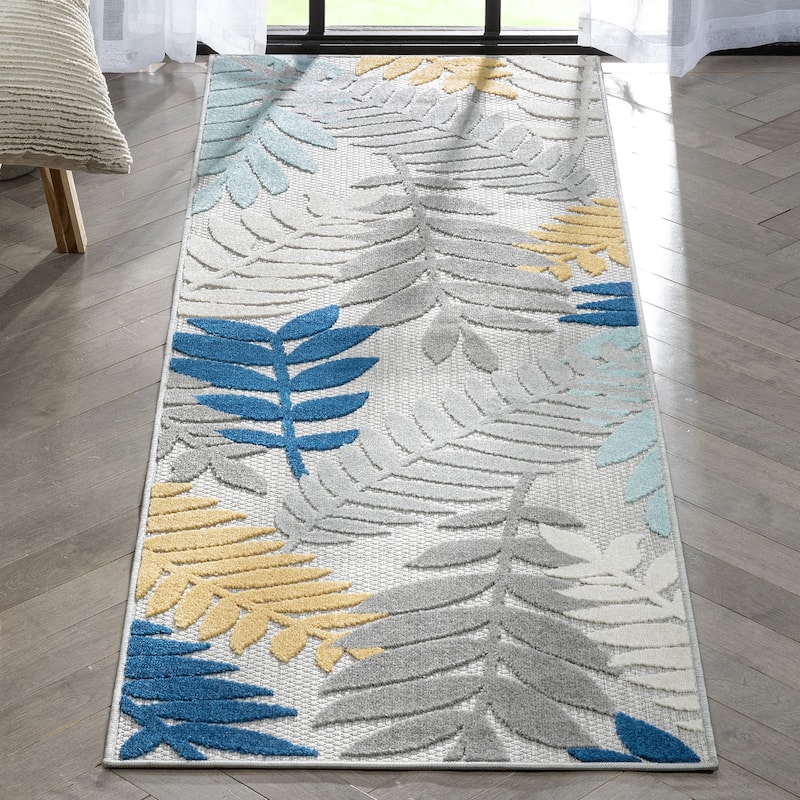 Well Woven Dorado Mariah Modern Indoor Outdoor Floral Area Rug - 2'3" x 7'3" Runner - Grey