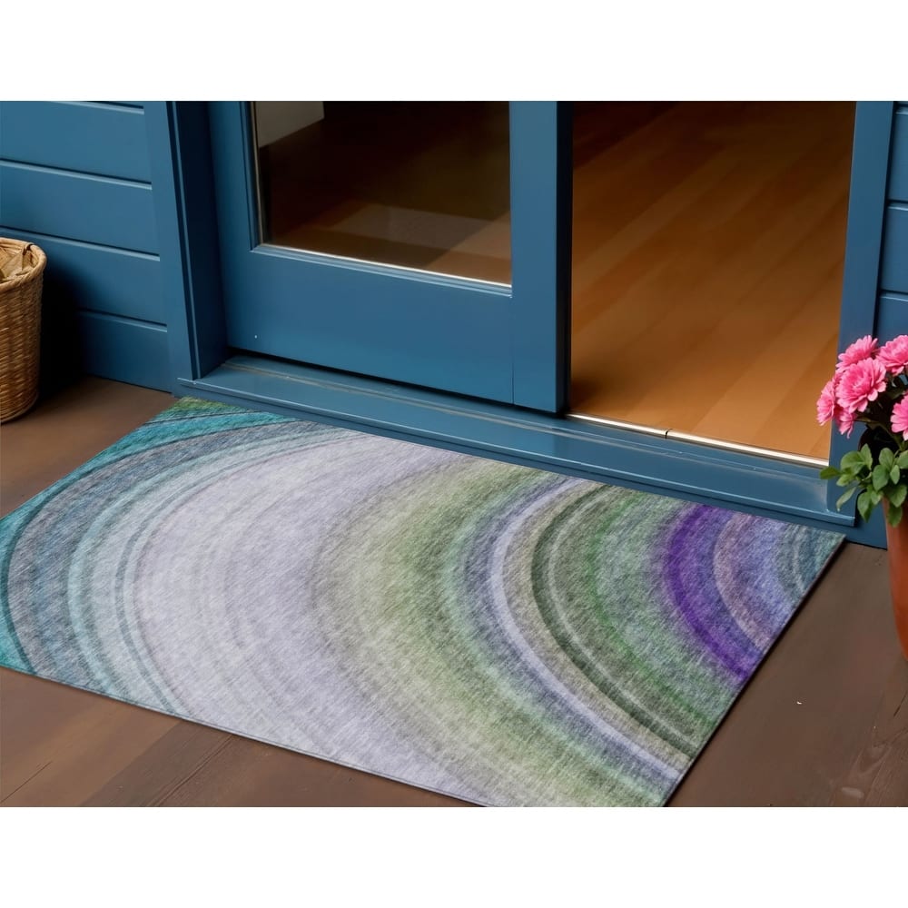 HomeRoots Abstract Transitional Rectangle Outdoor Rug