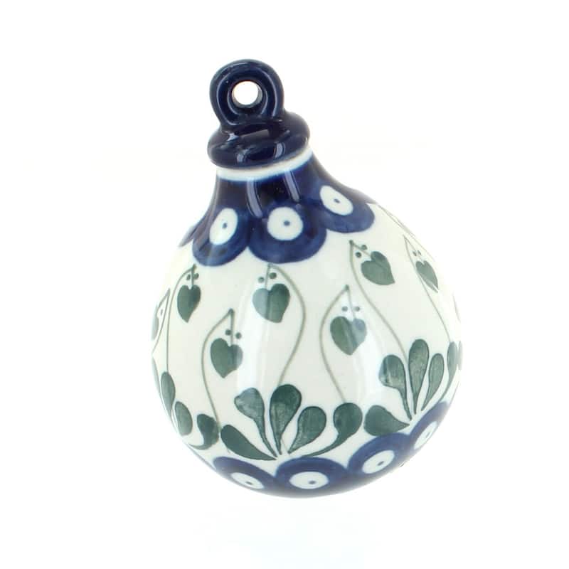 Blue Rose Polish Pottery 187 Ceramika Artystyczna Teardrop Ornament