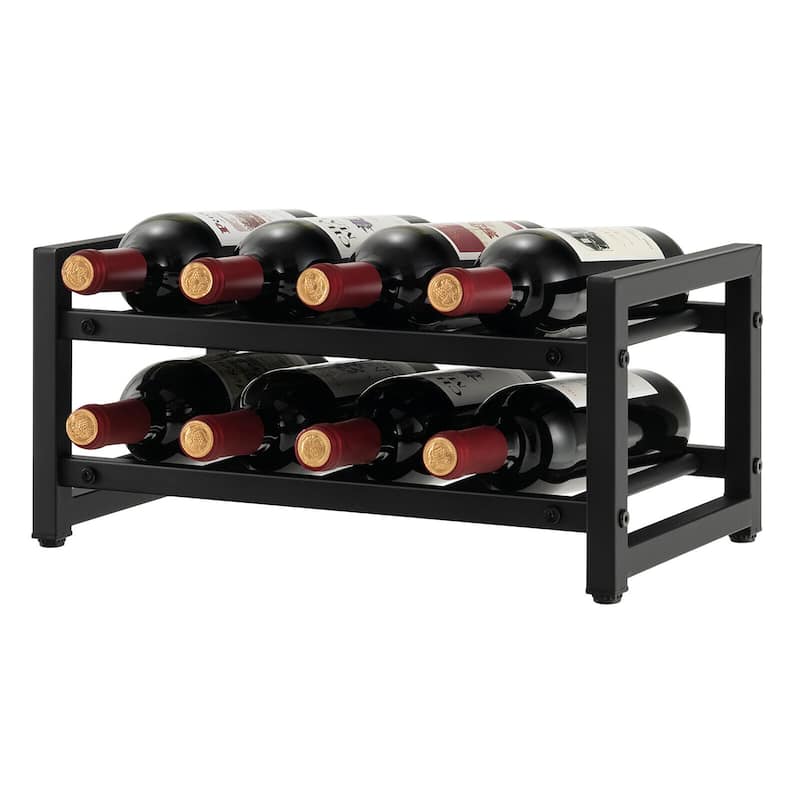 Gymax 8 Bottle Wine Rack 2 Tier Wine Display Storage Holder Countertop