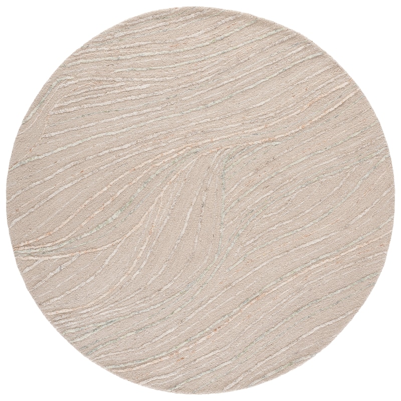 SAFAVIEH Handmade Harvest Tayuko Wool Rug - 6' Round - Beige/Green