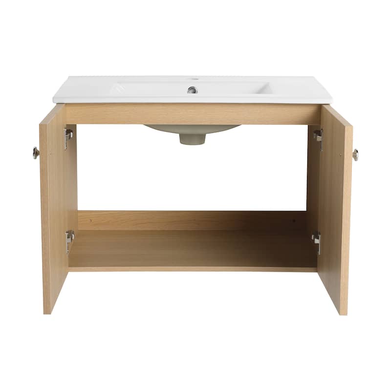 ARTCHIRLY 24/30 Inch Bathroom Vanity with Sink, Floating/Freestanding Bathroom Vanity with Soft Close Door