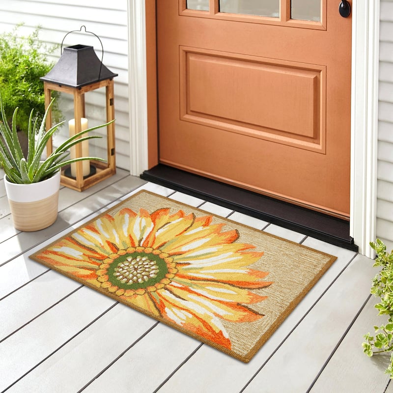 Liora Manne Frontporch Sunflower Indoor/Outdoor Mat - 24" x 36" - Yellow