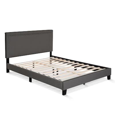 Button Tufted Bed Frame - Linen Upholstered King Size Platform Bed - Stylish Bedroom Decor