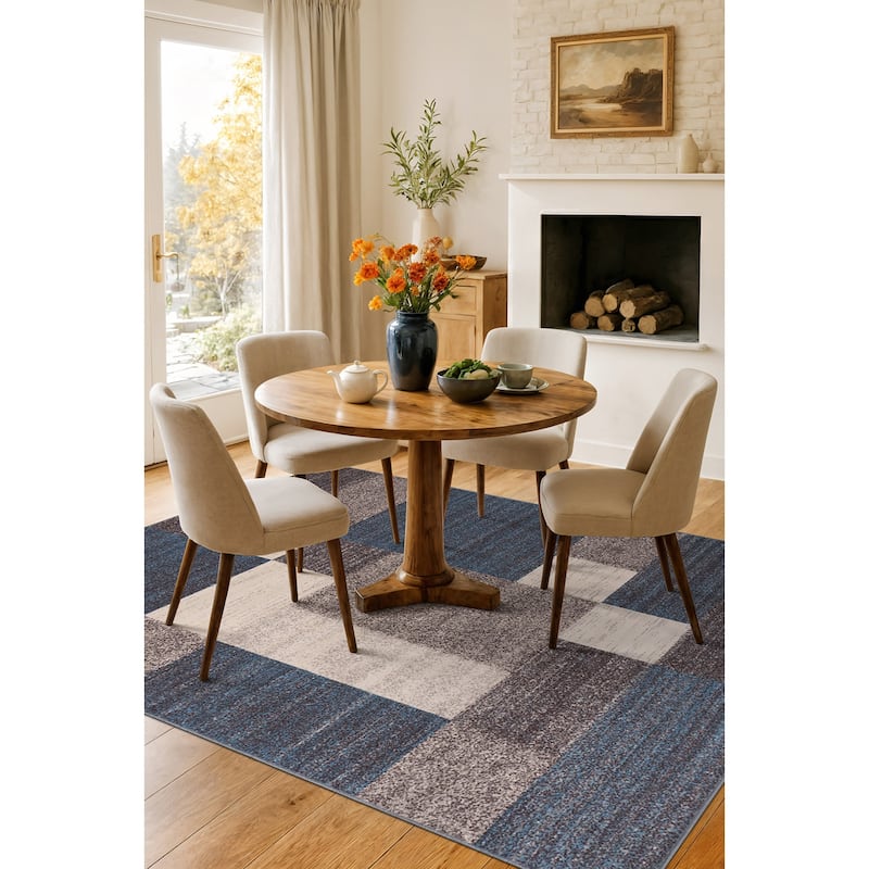 World Rug Gallery Modern Boxes Design Non-slip (Non-skid) Area Rug
